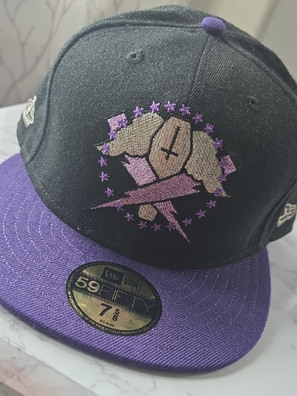 New Era Black and Purple Embroidered Logo 59FIFTY Cap